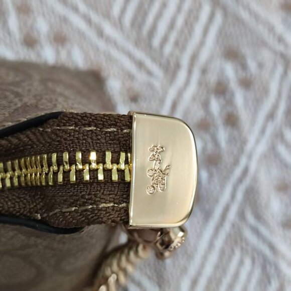 Coach Signature Canvas Chain Crossbody Bag Brown - Picture 7 of 9